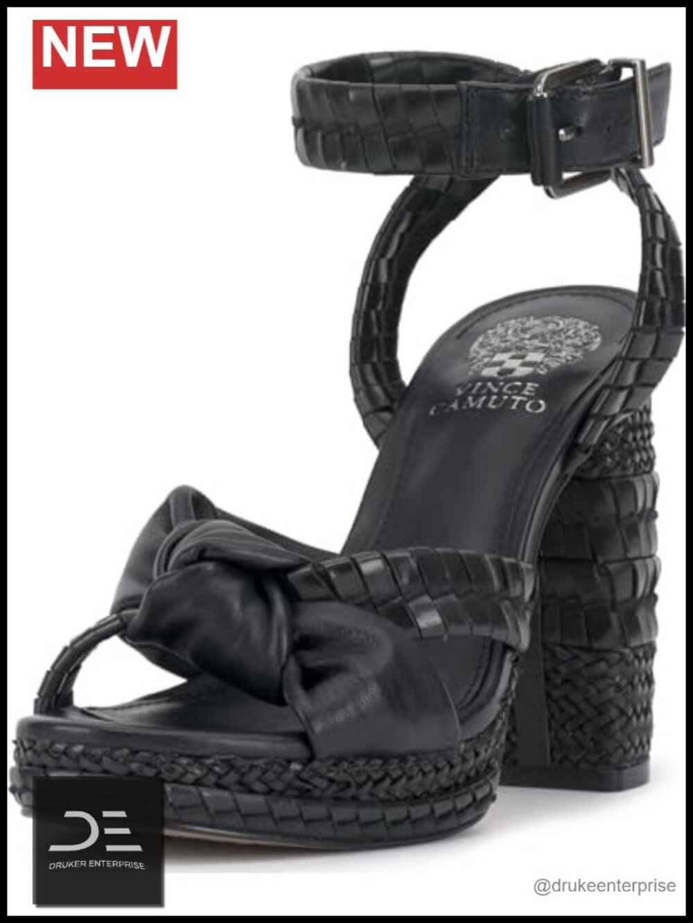Women's Platform Heeled Sandals Leather Block Heel Ankle Strap